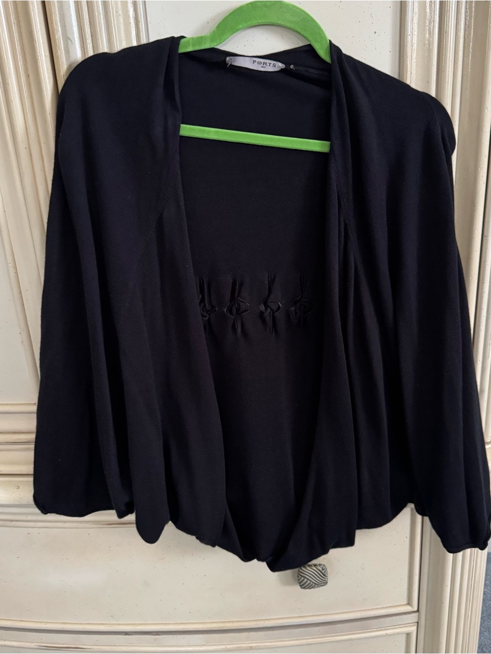 Ports 1961 Black Open-Front Draped Cardigan
